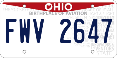 OH license plate FWV2647