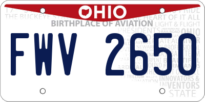 OH license plate FWV2650