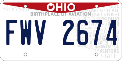 OH license plate FWV2674