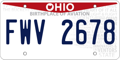 OH license plate FWV2678
