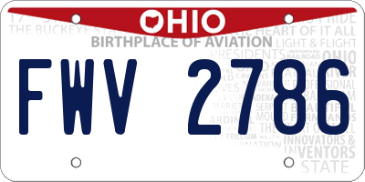 OH license plate FWV2786