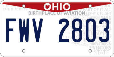 OH license plate FWV2803