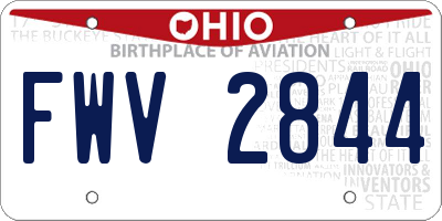 OH license plate FWV2844