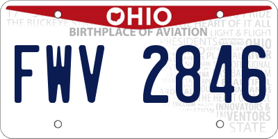 OH license plate FWV2846
