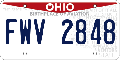 OH license plate FWV2848
