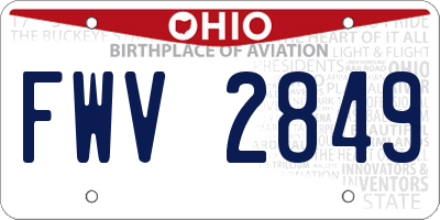 OH license plate FWV2849
