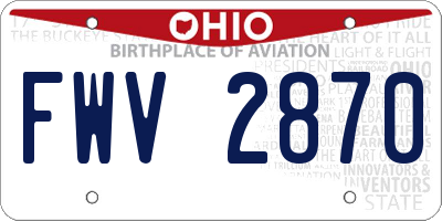 OH license plate FWV2870