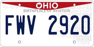 OH license plate FWV2920