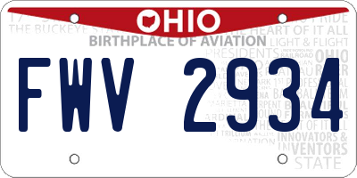 OH license plate FWV2934