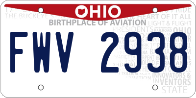 OH license plate FWV2938