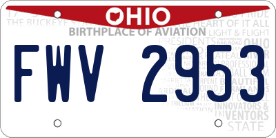OH license plate FWV2953