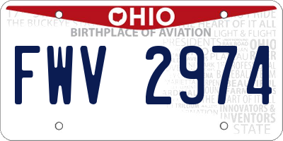 OH license plate FWV2974