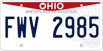 OH license plate FWV2985