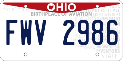 OH license plate FWV2986