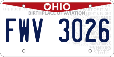 OH license plate FWV3026