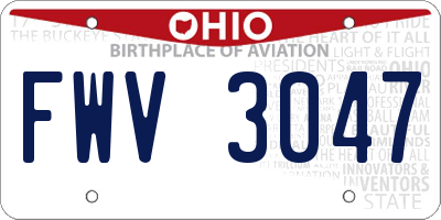OH license plate FWV3047