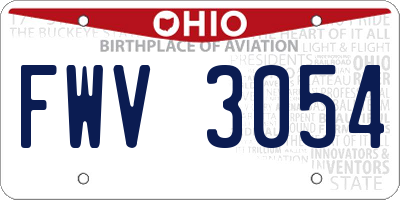 OH license plate FWV3054