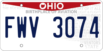 OH license plate FWV3074