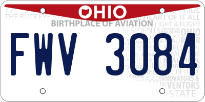 OH license plate FWV3084