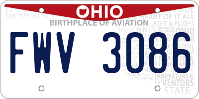 OH license plate FWV3086