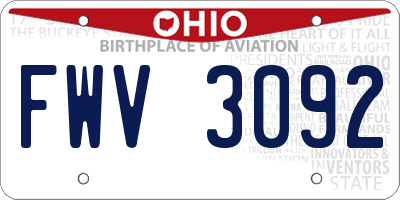OH license plate FWV3092