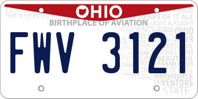 OH license plate FWV3121