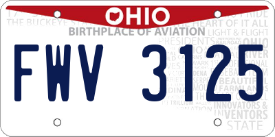 OH license plate FWV3125