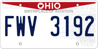 OH license plate FWV3192