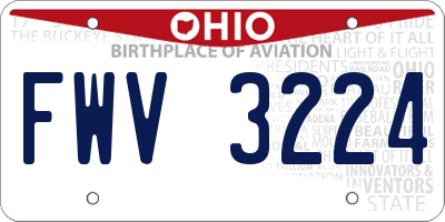 OH license plate FWV3224