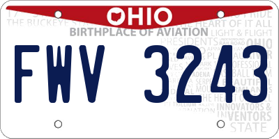 OH license plate FWV3243