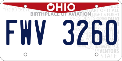 OH license plate FWV3260
