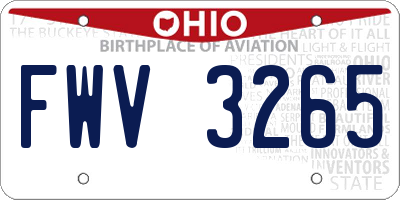 OH license plate FWV3265
