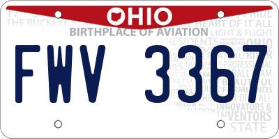 OH license plate FWV3367
