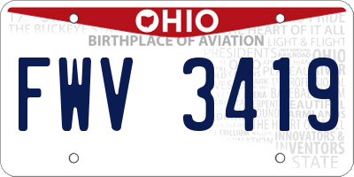 OH license plate FWV3419