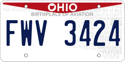 OH license plate FWV3424