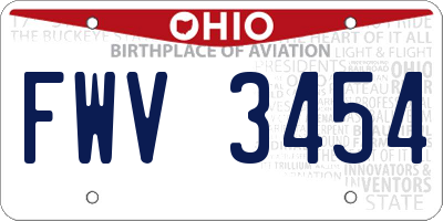 OH license plate FWV3454