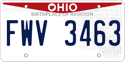 OH license plate FWV3463
