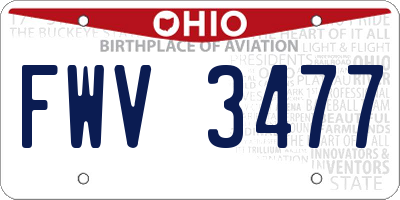 OH license plate FWV3477