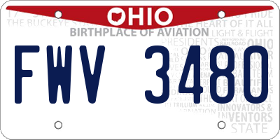 OH license plate FWV3480