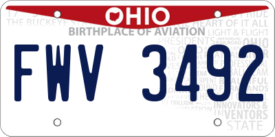 OH license plate FWV3492