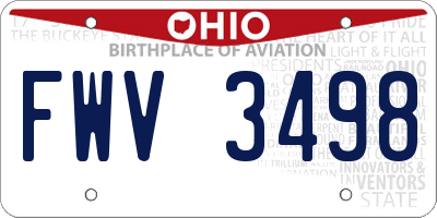 OH license plate FWV3498