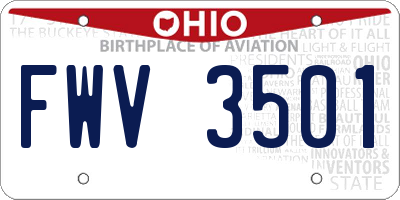 OH license plate FWV3501
