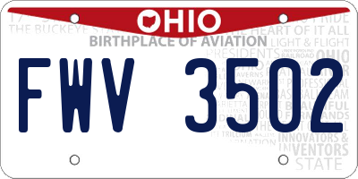 OH license plate FWV3502
