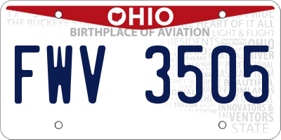 OH license plate FWV3505
