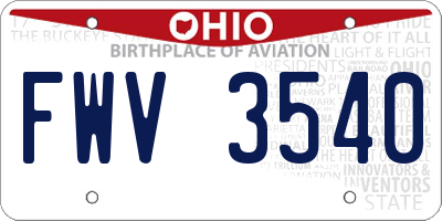 OH license plate FWV3540