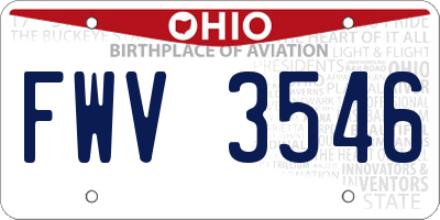 OH license plate FWV3546