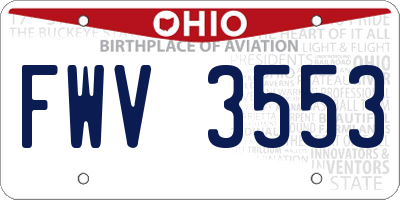 OH license plate FWV3553