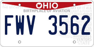 OH license plate FWV3562