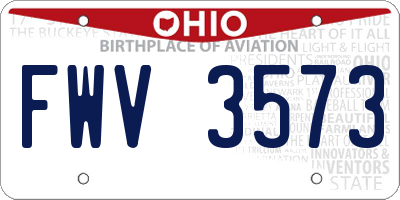 OH license plate FWV3573