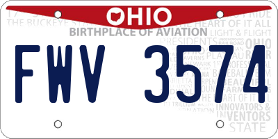 OH license plate FWV3574